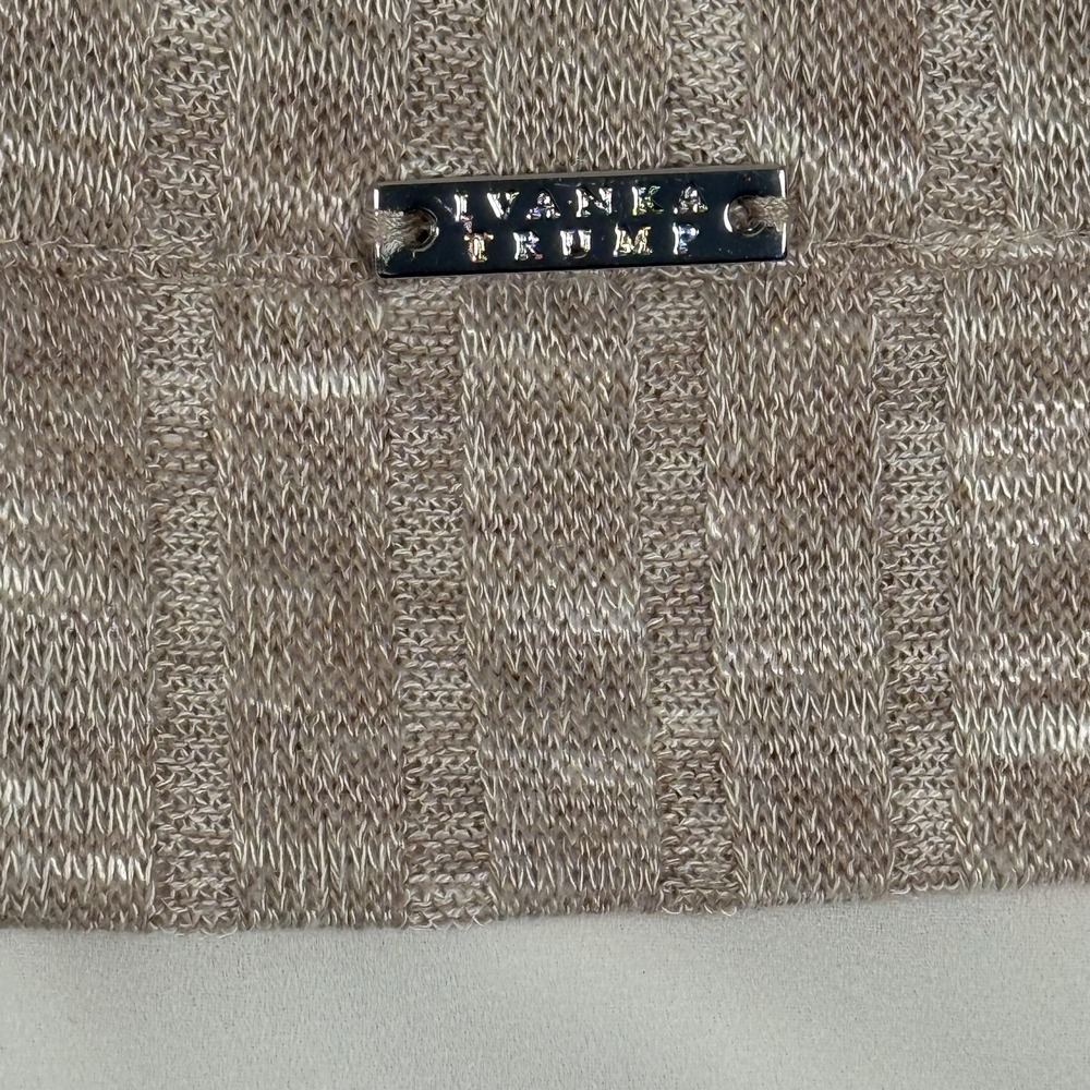 Ivanka Trump Sweater Medium Beige Layered Hem Knit Long Sleeve Top Lightweight - Picture 4 of 12